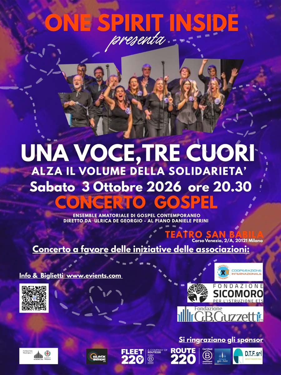 locandina concerto gospel una voce tre cuori